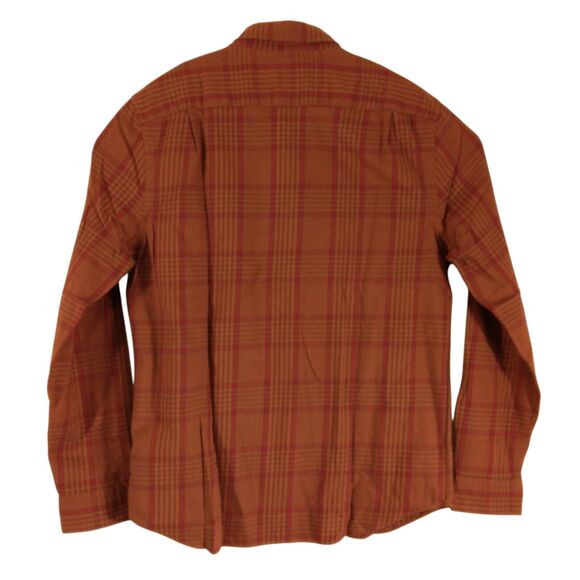 Express shirt mens M Medium brown long sleeve button check plaid stretch 6150 - Picture 2 of 9